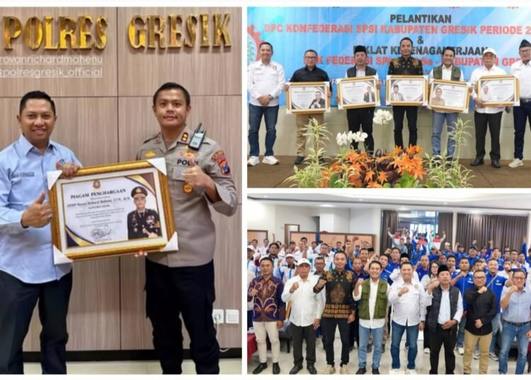 Peduli Pergerakan Serikat Pekerja, Kapolres AKBP Rovan Richard Mahenu Terima Penghargaan dari DPC Konfederasi SPSI Gresik