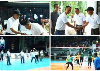 Kapolres AKBP Rovan Richard Mahenu Hadiri Open Tournament Bola Voli Piala Panglima TNI di GOR Tridharma Petrokimia Gresik