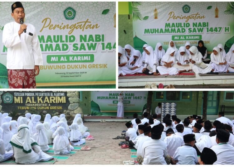 Semarak Peringatan Maulid Nabi Muhammad SAW MI Alkarimi Gresik Gelar Pembacaan Maulid Dziba’ Berantai