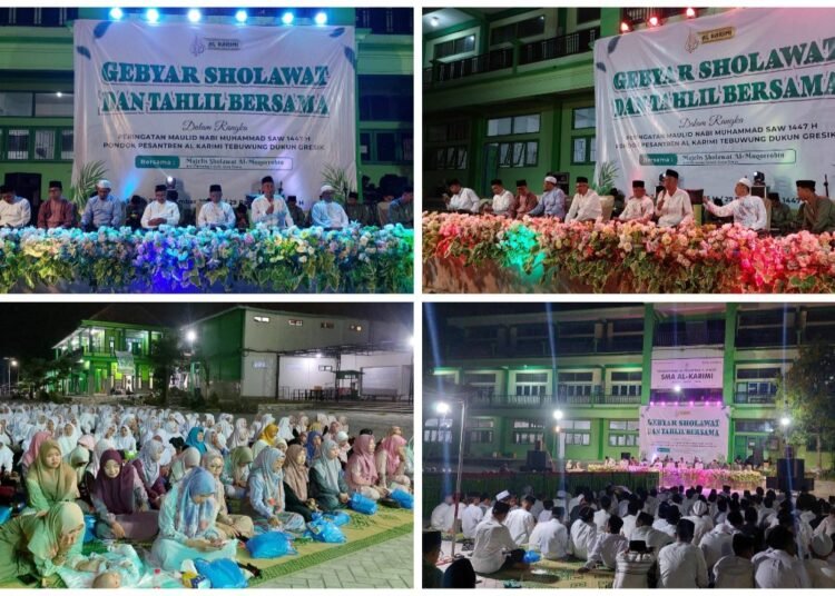 Semarak Gebyar Sholawat dan Tahlil Bersama Ponpes Al-Karimi Gresik Peringati Maulid Nabi SAW