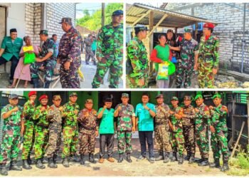 TNI, GP Ansor-Banser dan PC Pemuda Muhammadiyah Gelar Patroli, Karya Bakti dan Bhakti Sosial di Wilayah Gresik Utara