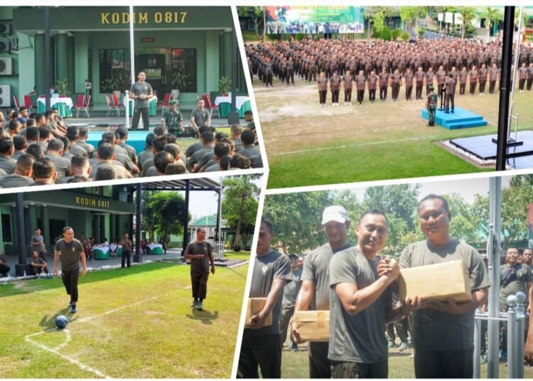 Dandim Gresik Penuh Semangat Ajak Olahraga Bersama Demi Jaga Kesehatan Prajurit