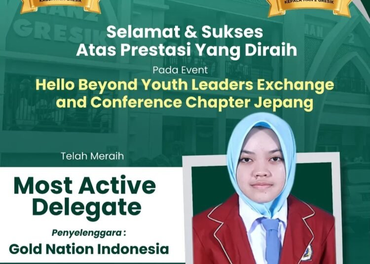 Siswi Keren MAN 2 Gresik Sandang Gelar Most Active Delegate di Event Hello Beyond Youth Leaders Exchange and Conference Chapter Jepang