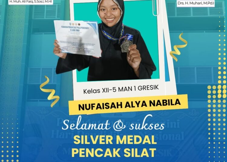 Kejuaraan Silat Piala Pendekar 5 Tingkat Jatim, Siswi MAN 1 Gresik Berhasil Sabet Silver Medali Harumkan Kota Santri 