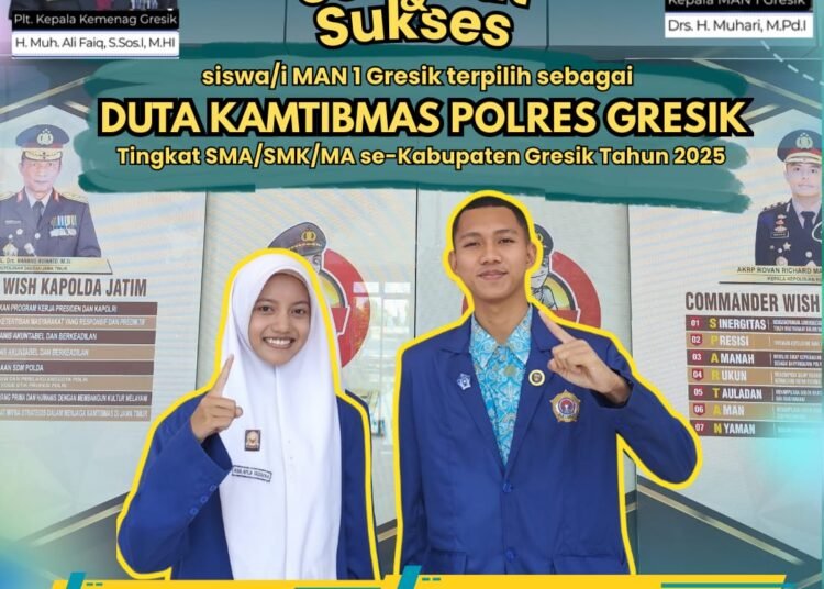 Dua siswa berbakat MAN 1 Gresik Terpilih sebagai Duta Kamtibmas Polres Gresik 2025