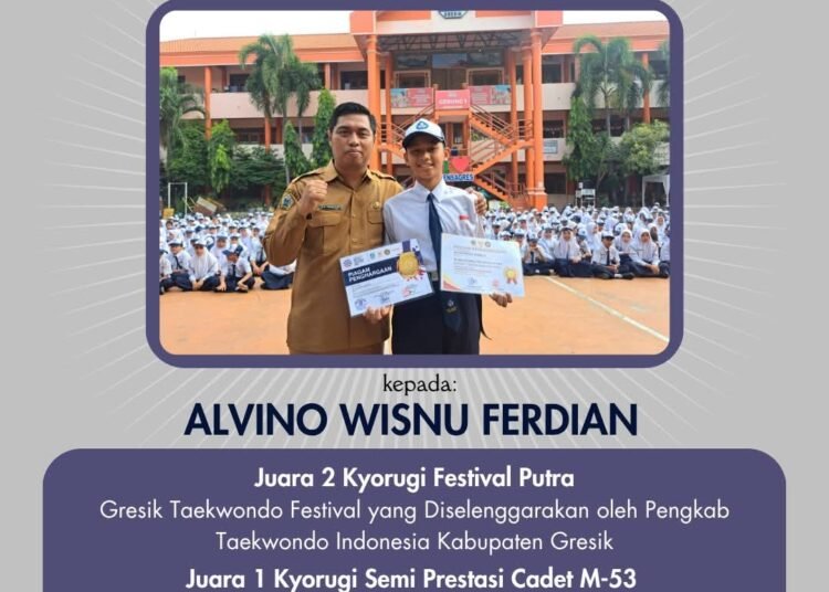 Siswa SMPN 1 Gresik Sabet Dua Juara sekaligus di Kejuaraan Taekwondo Tingkat Kabupaten dan Provinsi