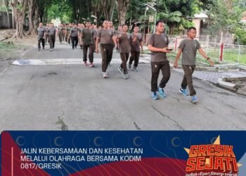 Kodim 0817/Gresik Rutin Jalin Kebersamaan dan Kesehatan Melalui Olahraga Bersama