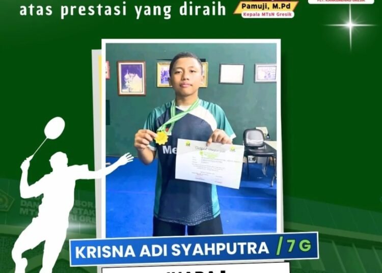 Kejurkot PBSI Jakarta Pusat 2025, Siswa MTsN Gresik Sabet Juara 1 Ganda Pemula Putra