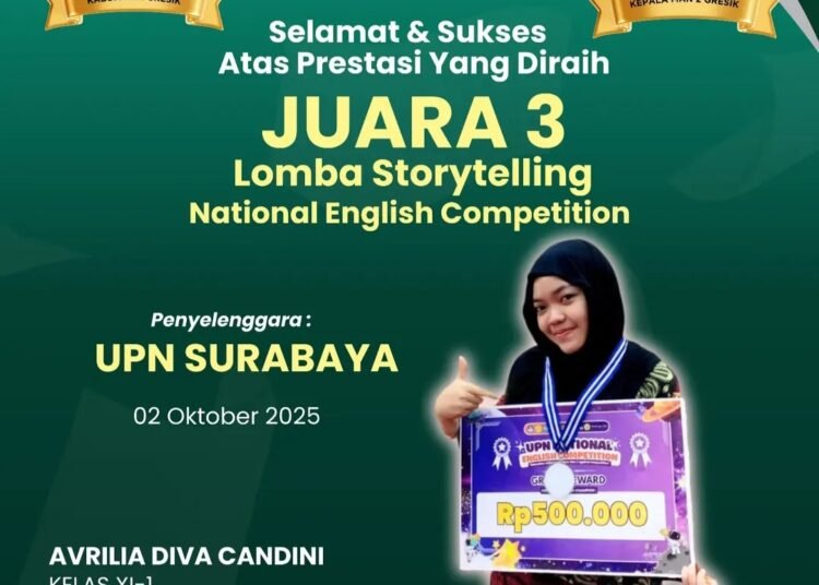 Langganan Juara, Avrilia Diva Candini MAN 2 Gresik Ukir Prestasi Gemilang di Ajang Lomba Storytelling Tingkat Nasional
