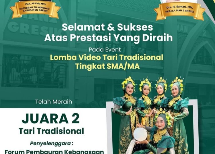 Keren, Tim Tari Mantwogres Sabet Juara 2 Lomba Video Tari Tradisional se-Kabupaten Gresik
