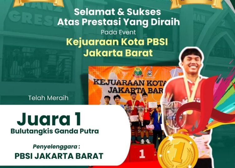 Siswa MAN 2 Gresik Kimi Rafael Lazaro Sabet Juara 1 Bulu Tangkis Kejuaraan Kota PBSI Jakarta Barat