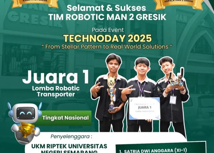 Hebat !! Tim MAN 2 Gresik Sabet Juara 1 Lomba Robotic Transporter Tingkat Nasional