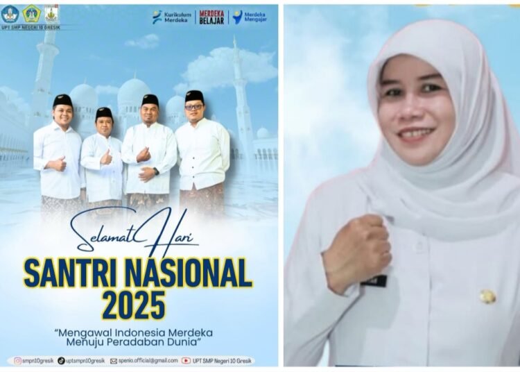 HSN 2025, UPT SMP Negeri 10 Gresik Berdiri Tegak Bersama Para Santri “Mengawal Indonesia Merdeka Menuju Peradaban Dunia”