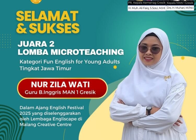 Nur Zila Wati, Guru Cantik MAN 1 Gresik Raih Juara 2 Lomba Microteaching English Festival 2025