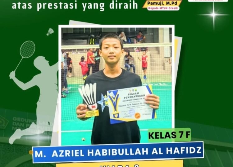 Kejurkot Surabaya 2025, Siswa MTsN Gresik Berhasil Raih Juara 3 Ganda Pemula Putra