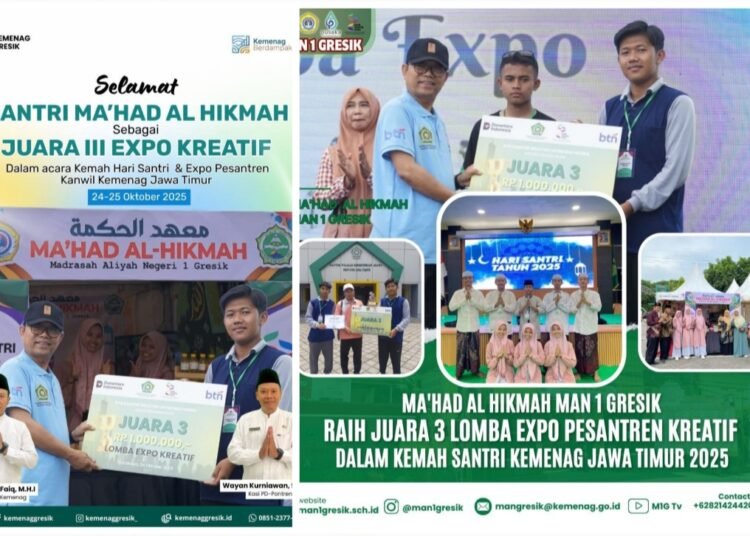 Harumkan Kota Santri, Ma’had Al Hikmah MAN 1 Gresik Sukses Raih Juara 3 Lomba Expo Pesantren Kemenag Jawa Timur