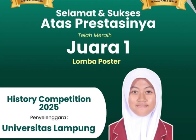 Berlaga di Universitas Lampung, Siswa MAN 2 Gresik Bawa Pulang Juara 1 Lomba Poster Tingkat Nasional