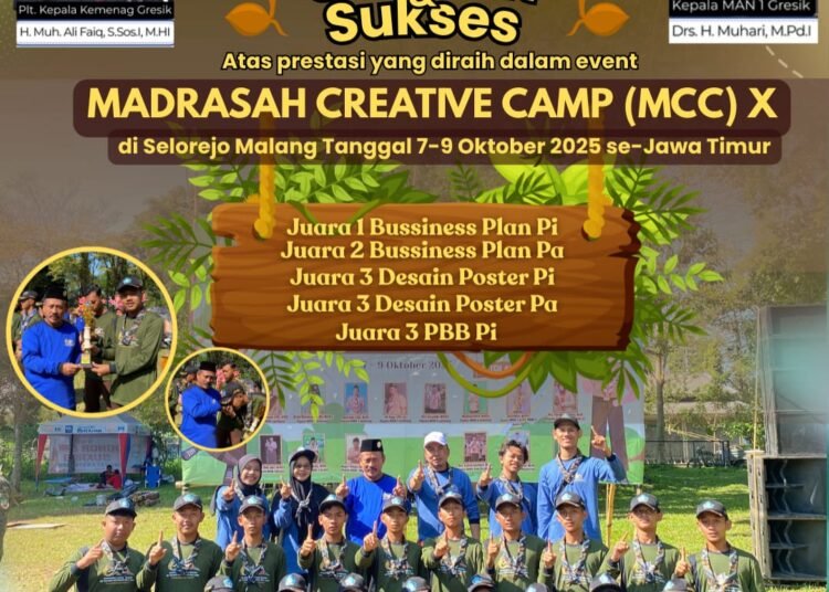 Luar Biasa !! MAN 1 Gresik Ukir Prestasi Gemilang di Ajang Madrasah Creative Camp ke-10 Tingkat Jawa Timur