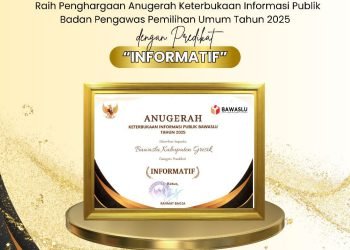 Bawaslu Gresik Raih Penghargaan Anugerah Keterbukaan Informasi Publik dari Bawaslu RI