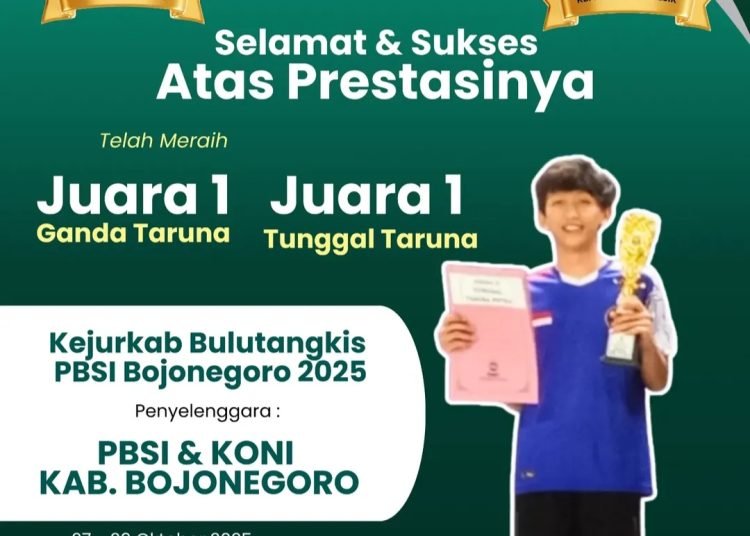 Ariel MAN 2 Gresik Sabet Dua Gelar Juara di Ajang Kejurkab Bulu Tangkis PBSI Bojonegoro 2025