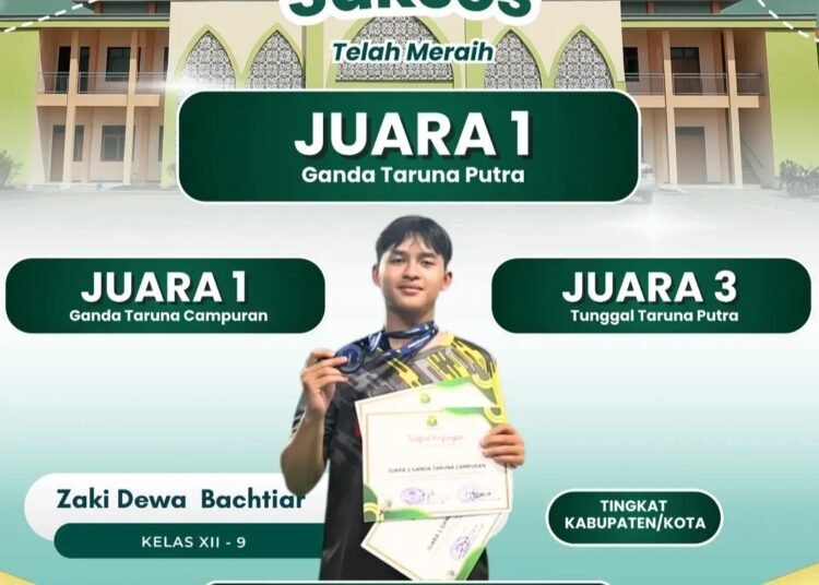 Momen Hari Pahlawan, Siswa MAN 2 Gresik Berhasil Sabet 3 Juara sekaligus di Ajang Kejurkab PBSI Kediri 2025