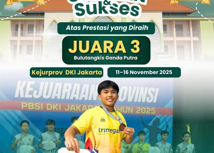 Siswa MAN 2 Gresik Sukses Raih Juara 3 Bulu Tangkis Ganda Putra Kejurprov DKl Jakarta 2025