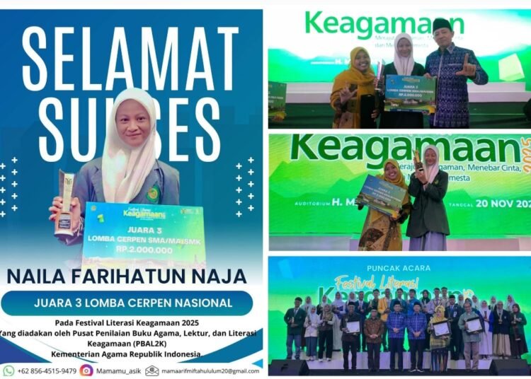 Dari Gresik ke Panggung Nasional: Siswi MA Miftahul Ulum Melirang Sabet Juara 3 Lomba Cerpen Festival Literasi Kemenag RI 2025