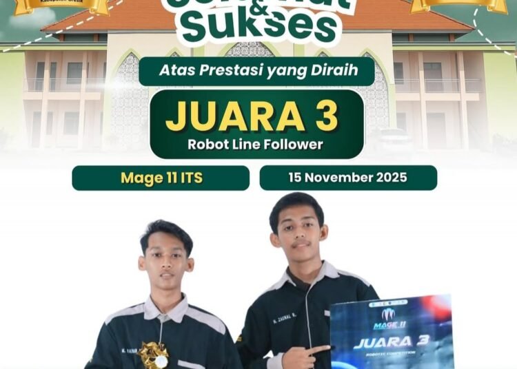Dari Ruang Kelas ke Panggung Prestasi Nasional: Dua Siswa Hebat MAN 2 Gresik Raih Juara 3 Robot Line Follower-MAGE 11 ITS