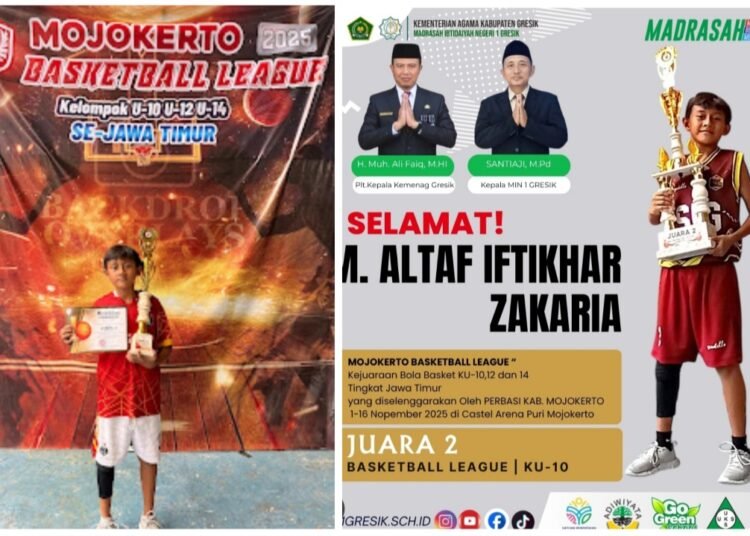 Siswa MIN 1 Gresik Sabet 2 Gelar Juara sekaligus Kejuaraan Bola Basket Antar Club se-Jawa Timur 2025