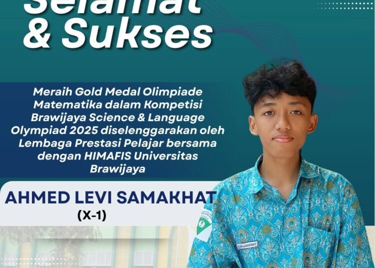 Siswa MAN 1 Gresik Ahmed Levi Samakhat Raih Medali Emas Olimpiade Matematika Tingkat Nasional