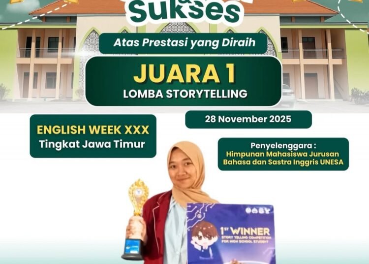Awali Desember, Siswa MAN 2 Gresik Raih Juara 1 Lomba Storytelling se-Jawa Timur di Universitas Negeri Surabaya