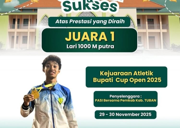 Lomba Lari 1000 Meter Piala Bupati Tuban, Siswa MAN 2 Gresik Jawaranya Raih Juara 1