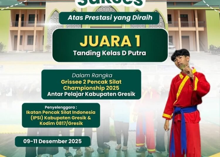 Siswa MAN 2 Gresik Sabet Juara 1 Tanding Kelas D Putra Grissee 2 Pencak Silat Championship 2025