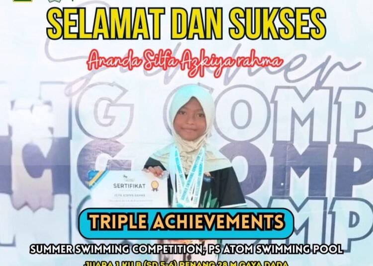 Wow, Ananda Silfa Siswi MIN 1 Gresik Raih Tiga Gelar sekaligus di Ajang Summer Swimming Competition 2025