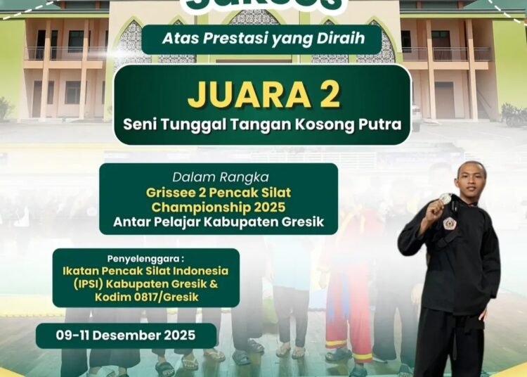 Satria MAN 2 Gresik Sabet Juara 2 di Ajang Grissee 2 Pencak Silat Championship 2025