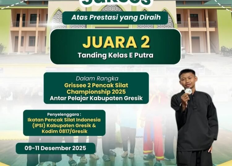 Tanding Kelas E, Dafa Rosyidin MAN 2 Gresik Raih Juara 2 Grissee 2 Pencak Silat Championship 2025