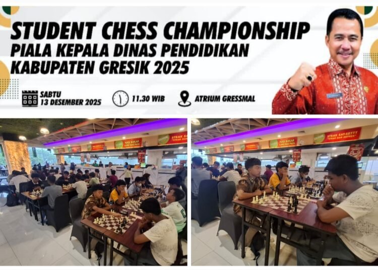 Ratusan Peserta Antusias Ikuti Student Chess Championship Piala Kepala Pendidikan Kabupaten Gresik