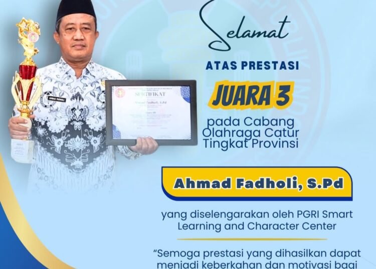 Ahmad Fadholi, S.Pd, Guru SMP Negeri 10 Gresik Sukses Raih Juara 3 Lomba Catur Tingkat Jawa Timur