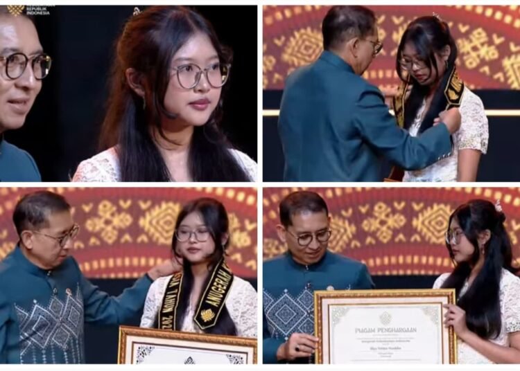 ALIYA MURDOKO, PELUKIS CERITA PANJI DARI SANGGAR DAUN MALANG MENERIMA ANUGERAH KEBUDAYAAN INDONESIA 2025 KATEGORI ANAK DAN REMAJA