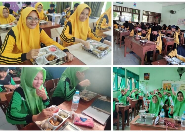 Perdana Terima MBG, Ribuan Murid MTsN Gresik Sambut Penuh Gembira