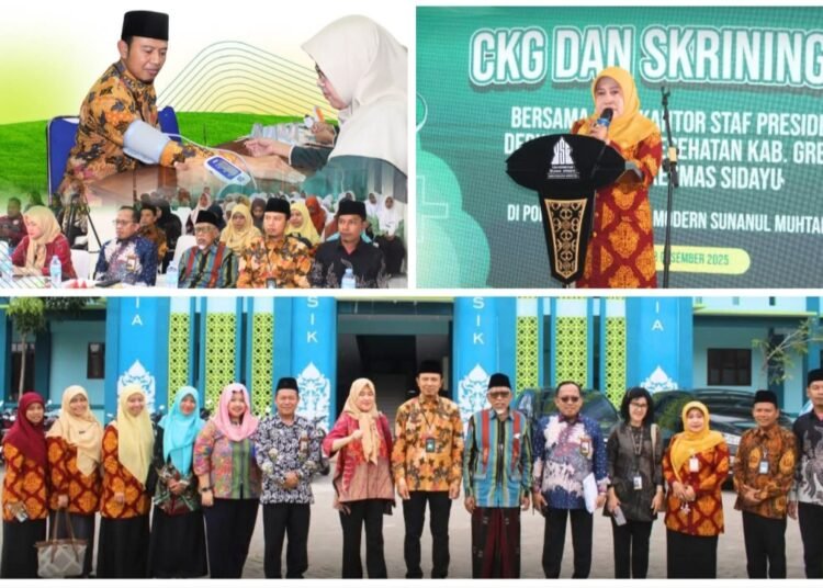 Kepala Kemenag dan Kadinkes Gresik Dampingi Staf Presiden Cek Kesehatan Gratis di Ponpes Sunanul Muhtadin