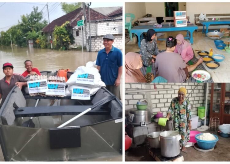 Banjir Gresik Selatan Kian Meluas, Nurul Hayat Kirim Bahan Kebutuhan Pokok untuk Dapur Umum