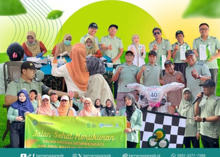 Kemenag Gresik Helat Jalan Sehat, Donor Darah, dan Cek Kesehatan Gratis Rayakan HAB ke-80