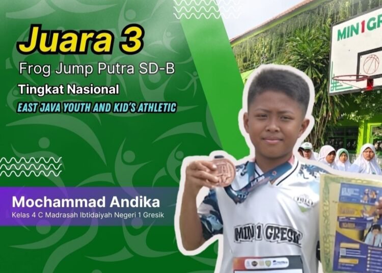 Kecil-kecil Cabe Rawit !! Mochammad Andika Siswa MIN 1 Gresik Raih Juara 3 Kejuaraan Atletik Tingkat Nasional