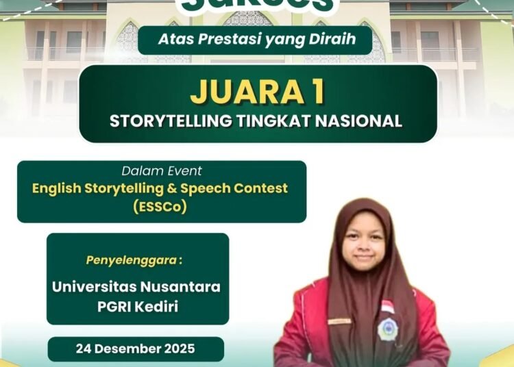 PENGUJUNG TAHUN, SISWI TERBAIK MAN 2 GRESIK JUARA 1 STORYTELLING TINGKAT NASIONAL
