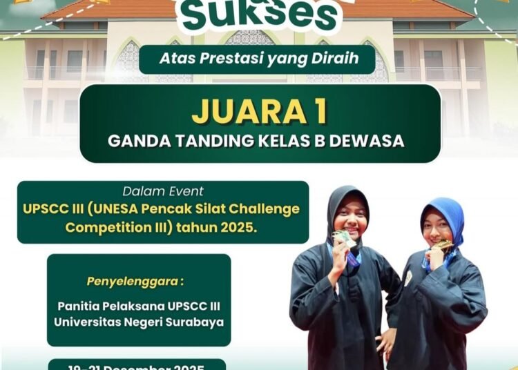 Nanda dan Keyla Siswi MAN 2 Gresik Sabet Juara 1 Ganda Tanding Kejuaraan Pencak Silat Tingkat Nasional