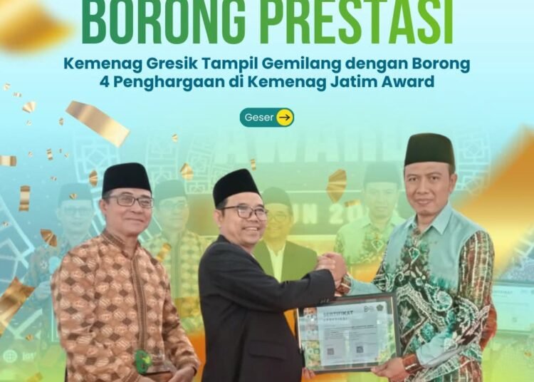 Istimewa !! Kemenag Gresik Borong 4 Penghargaan Sekaligus di Ajang Bergengsi Kemenag Jatim Award