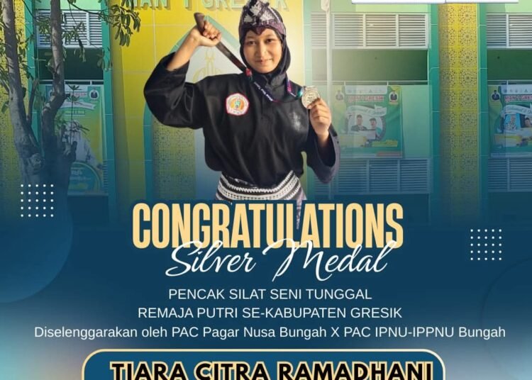 Tiara Citra Ramadhani Siswi MAN 1 Gresik Sabet Silver Medali Kejuaraan Pencak Silat Tingkat Kabupaten
