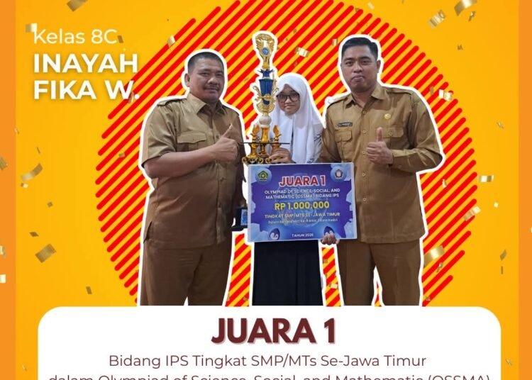 Inayah Fika Widodo Siswi SMPN 1 Gresik Raih Juara 1 dan Harapan 1 Olimpiade IPS Tingkat Jawa Timur