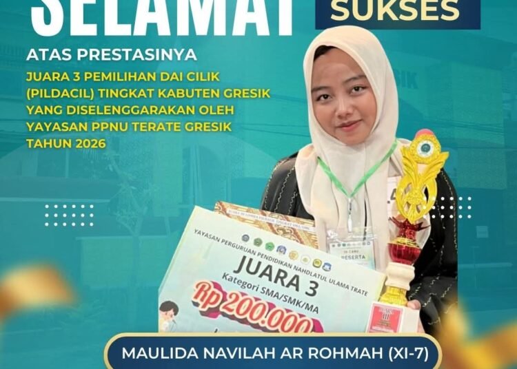 Maulida Navilah Siswi MAN 1 Gresik Raih Juara 3 Lomba Pemilihan Dai Tingkat Kabupaten